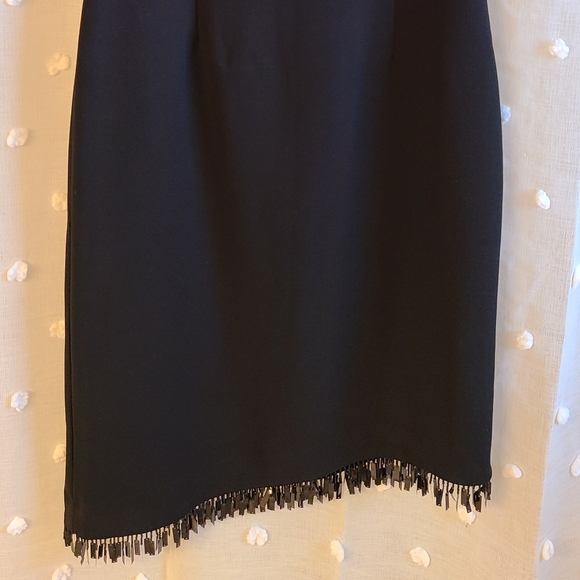 Vintage 90s 6 Asymmetrical Black Cocktail Dress Sequins Formal size 6 - Picture 2 of 10